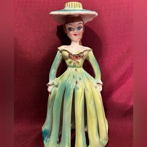 Vintage Kreiss & Co.Jeweled Lady Centerpiece Candlestick Napkin Holder Read Disc